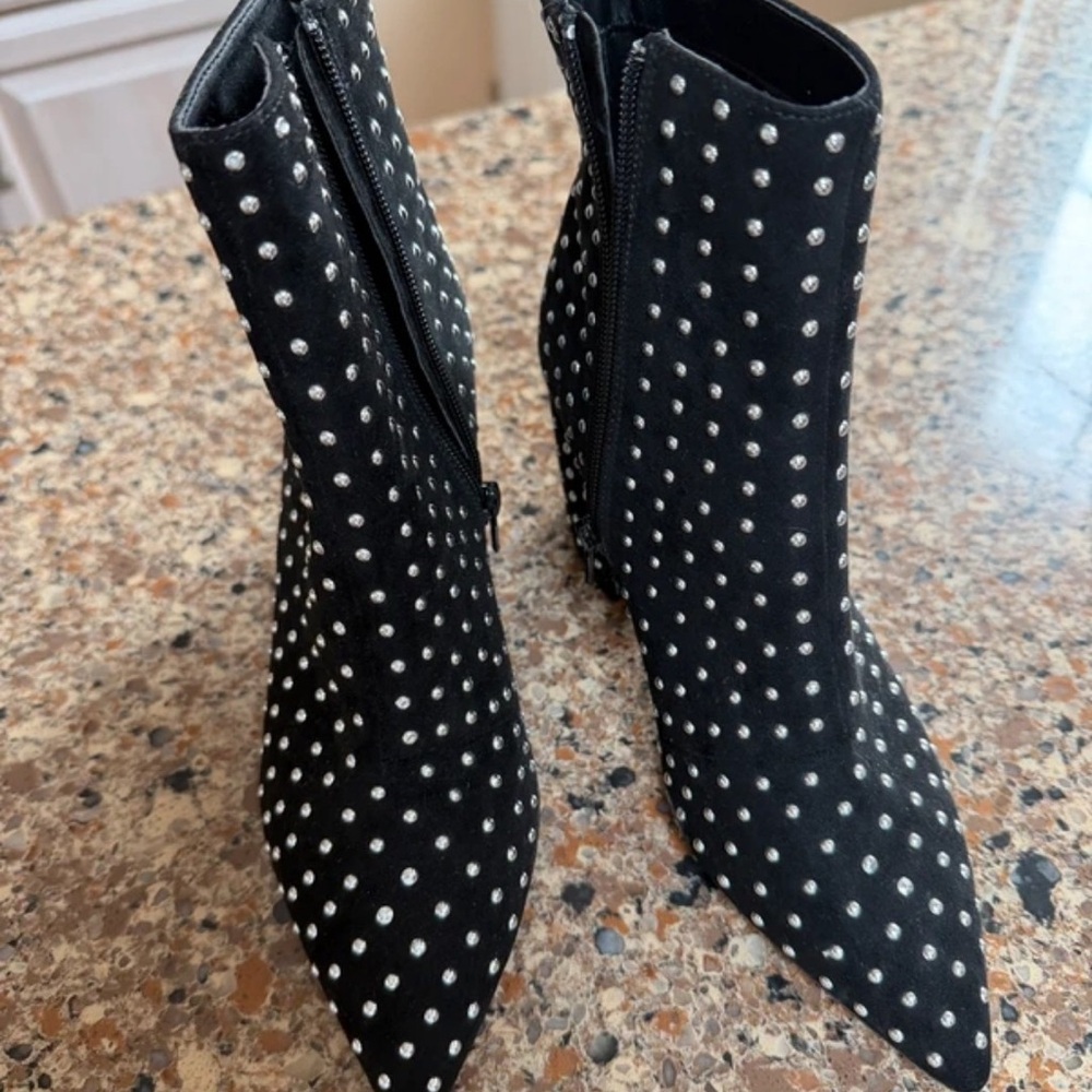 Elegant Black Studded Ankle Booties